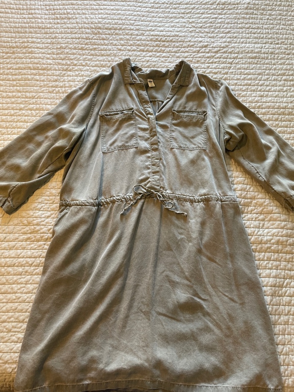 Women’s Soft Sage Green Drawstring Waist Dress